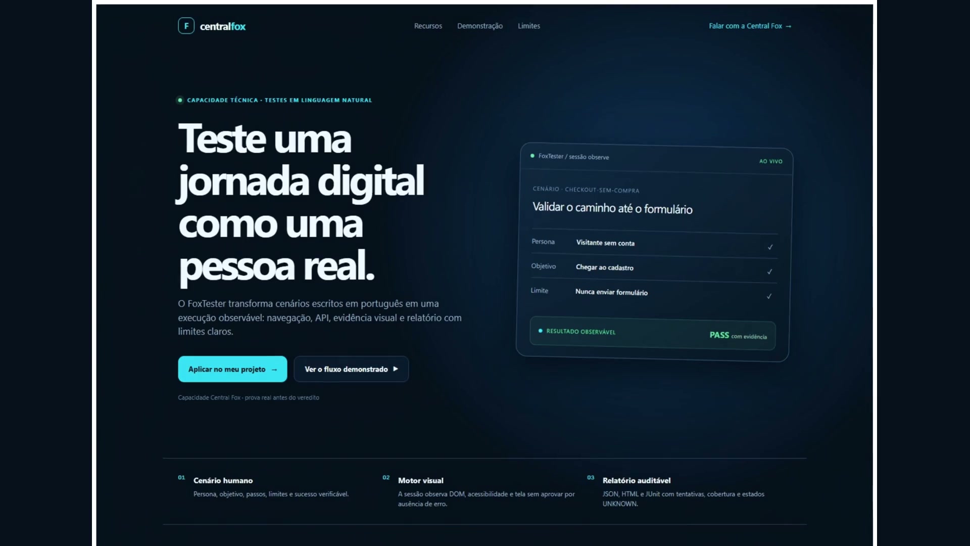 Apresentação demonstrativa de FoxTester